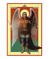 Archangel Michael - Polished 100% handpainted icon in canvas with 24K gold background on specially crafted wood - Mount Athos