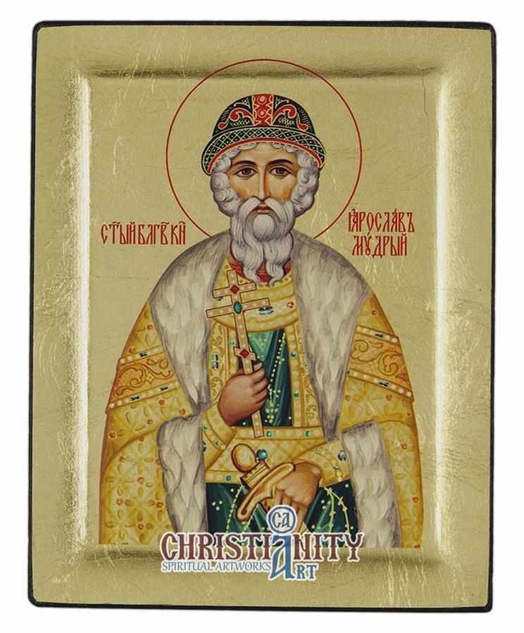 Saint Igor - Wooden icon in canvas with gold background on carved wood –  Christianity Art