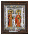 Saints Constantine and Helen (Silver - Engraved icon - D Series)-Christianity Art